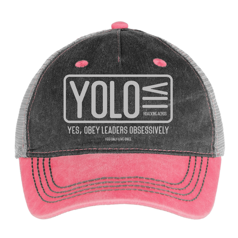 YOLO Hat - washed pink / silver