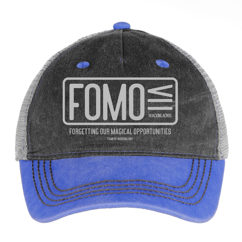 FOMO Trucker Hat - washed blue / silver
