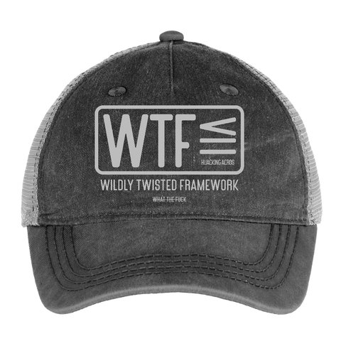 WTF Trucker Hat - washed black / silver