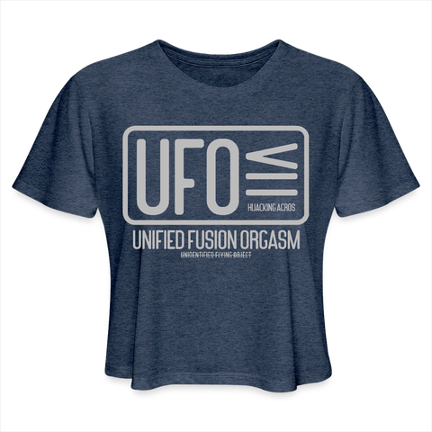 UFO Cropped T-Shirt - heather navy