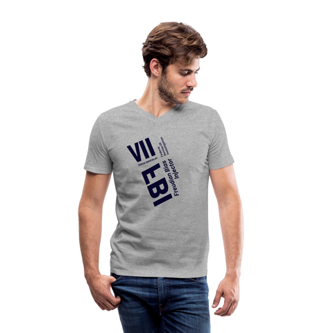 FBI Blue Acros V Neck - heather gray