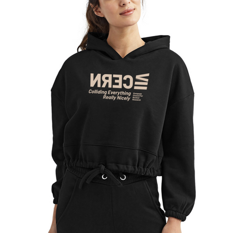 CERN Blue Acro Cropped Hoodie - black