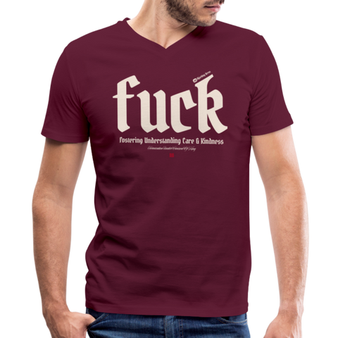 FUCK Beige Acro B&C V Neck - maroon