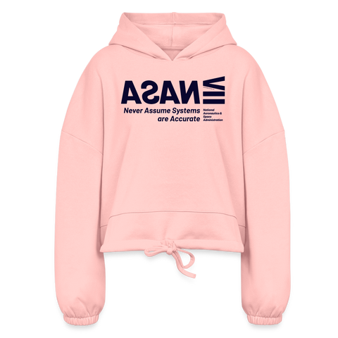 NASA Blue Acro Cropped Hoodie - light pink