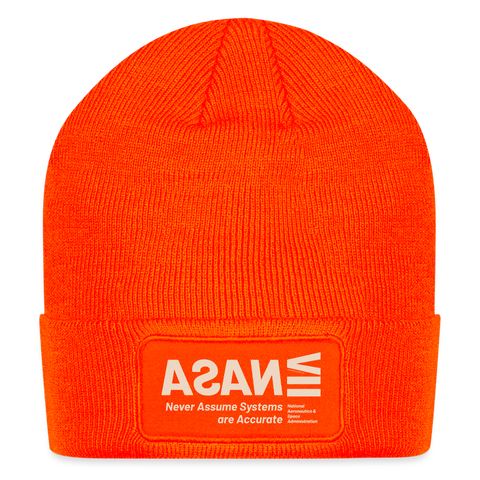 NASA Beige Acro Beanie - neon orange