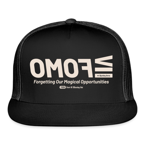 FOMO Beige Acro Trucker Hat - black/black