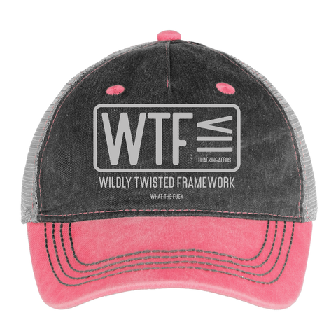 WTF Trucker Hat - washed pink / silver 