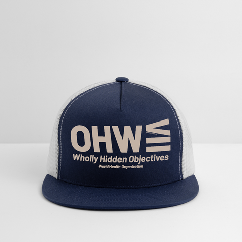 WHO Beige Acro Truckers Hat - navy/white