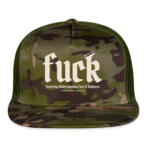 FUCK Beige Acro Truckers Hat - MultiCam\green