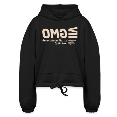 GMO Beige Acro Cropped Hoodie - black