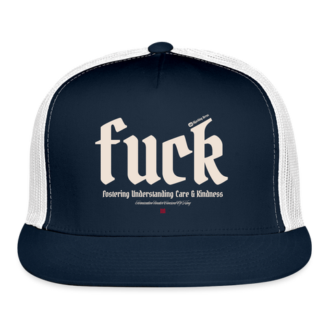 FUCK Beige Acro Truckers Hat - navy/white