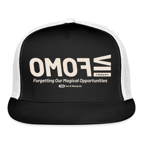 FOMO Beige Acro Trucker Hat - black/white