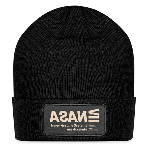 NASA Beige Acro Beanie - black