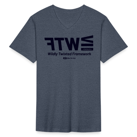 WTF Beige Acro B&C V Neck - heather navy