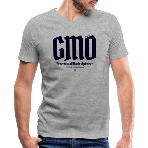 GMO Blue Logo B&C V Neck - heather gray