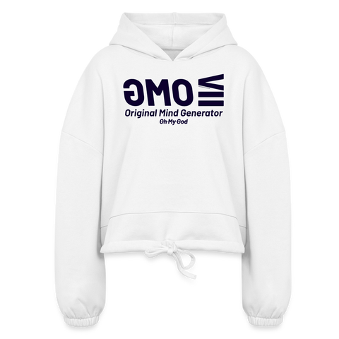 OMG Blue Acro Cropped Hoodie - white