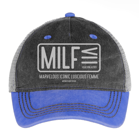 MILF Bucket Hat - washed blue / silver