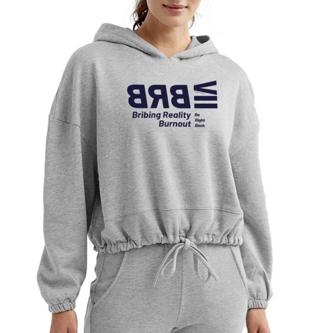 BRB Blue Acro Cropped Hoodie - heather gray