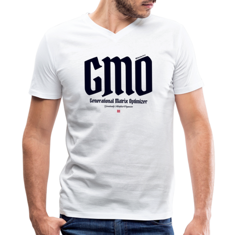 GMO Blue Logo B&C V Neck - white