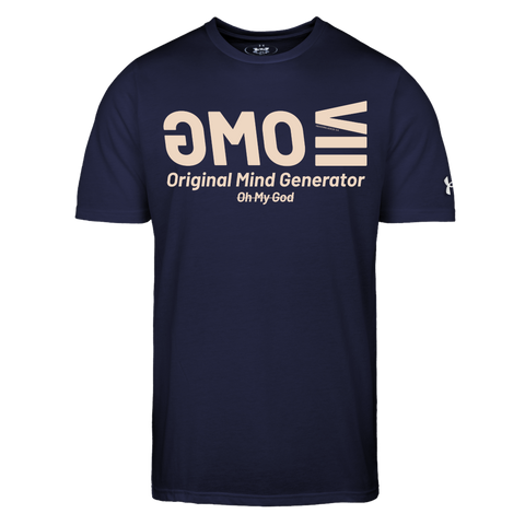 OMG Beige Acro Under Armor Tee - navy