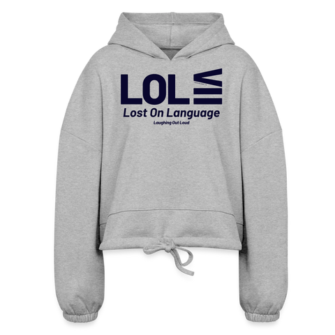 LOL Blue Acro Cropped Hoodie - heather gray