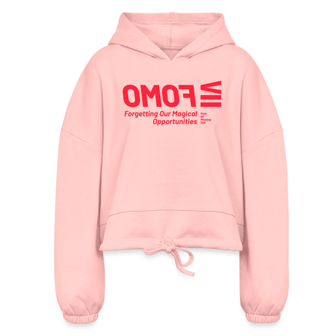 FOMO Beige Acro Cropped Hoodie - light pink