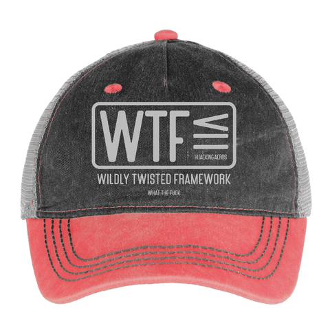 WTF Trucker Hat - washed red / silver