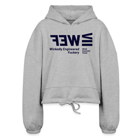 WEF Blue Acro Cropped Hoodie - heather gray