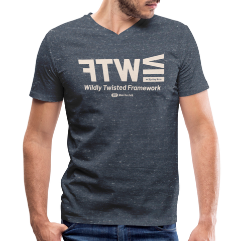 WTF Beige Acro B&C V Neck - heather navy