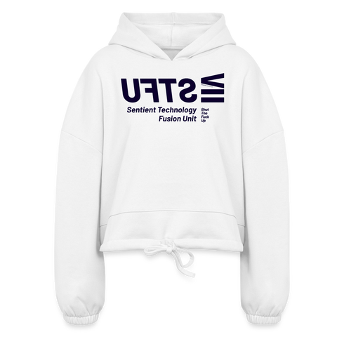 STFU Blue Acro Cropped Hoodie - white