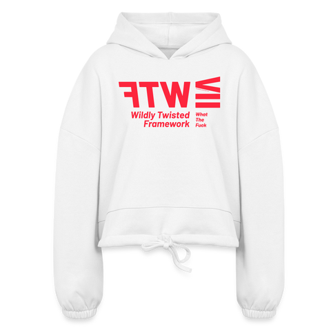 WTF Red Acro Cropped Hoodie - white