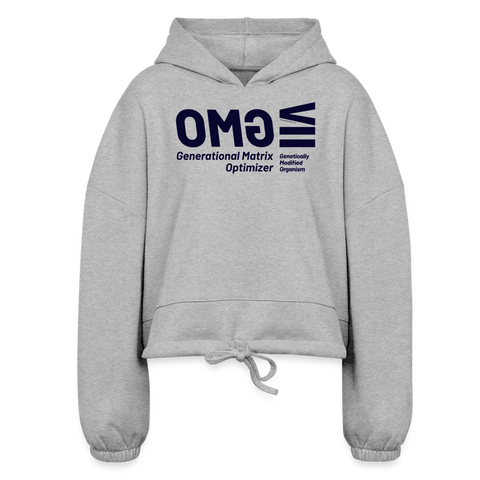 GMO Blue Acro Cropped Hoodie - heather gray