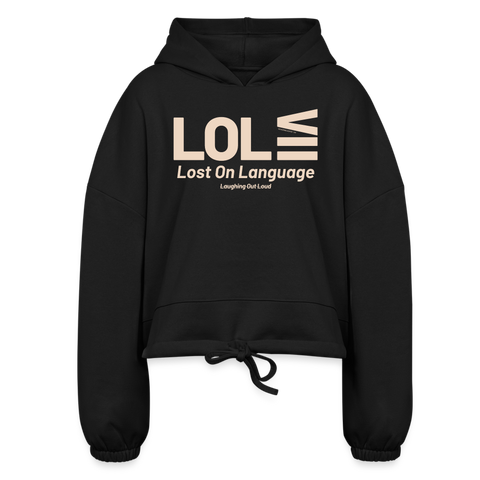 LOL Beige Acro Cropped Hoodie - black