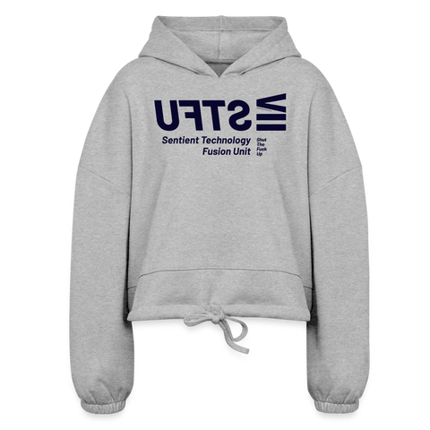 STFU Blue Acro Cropped Hoodie - heather gray