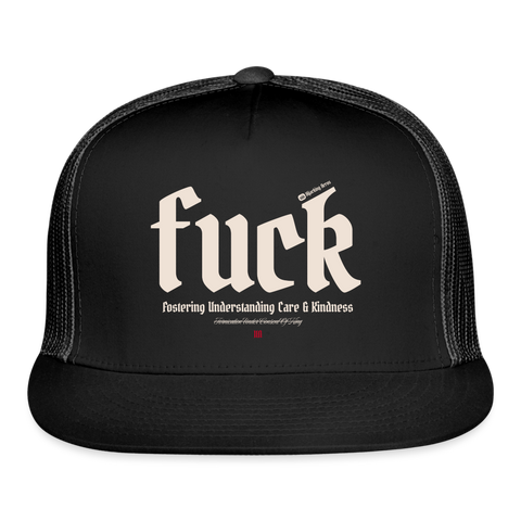 FUCK Beige Acro Truckers Hat - black/black