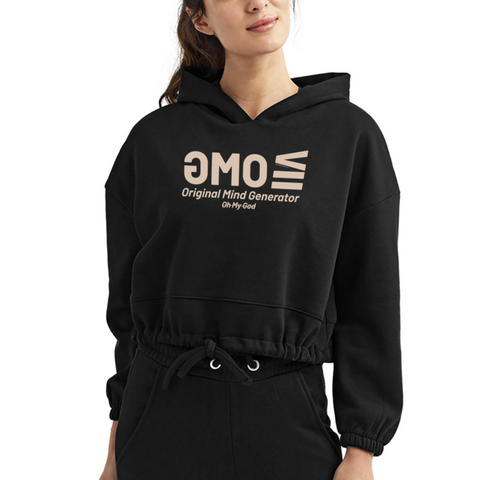 OMG Beige Acro Cropped Hoodie - black