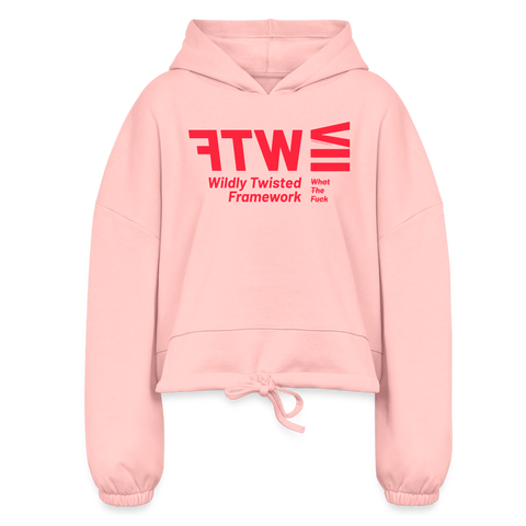 WTF Red Acro Cropped Hoodie - light pink