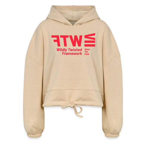 WTF Red Acro Cropped Hoodie - nude