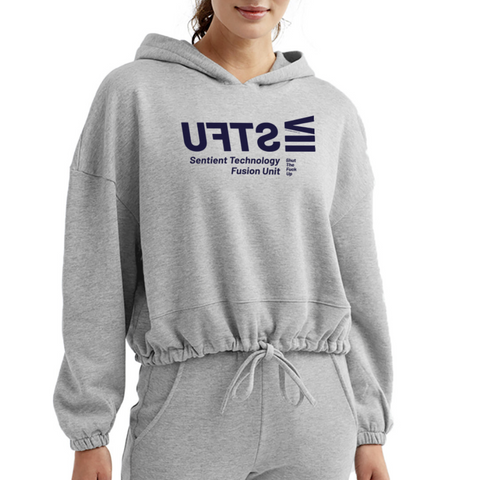 STFU Blue Acro Cropped Hoodie - heather gray