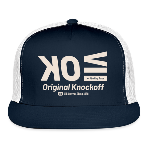 OK Beige Acro Trucker Hat - navy/white