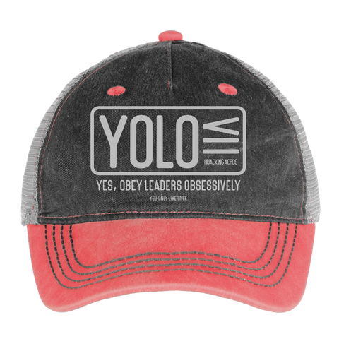 YOLO Hat - washed red / silver