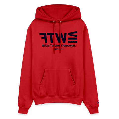 WTF Blue Acro Champion Hoodie - Scarlet