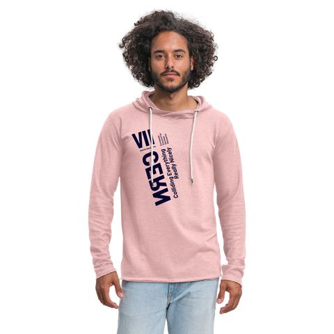 CERN Blue Logo V Neck - cream heather pink