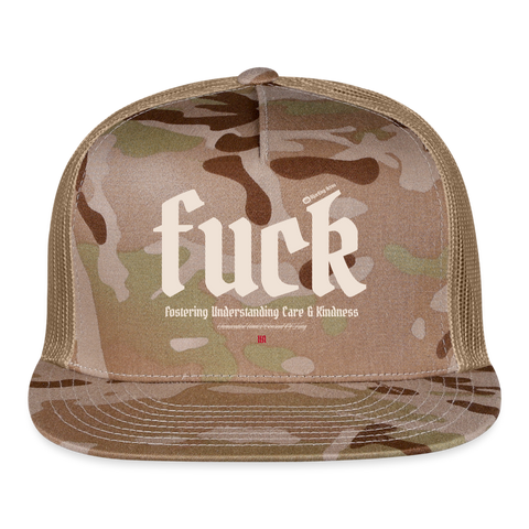 FUCK Beige Acro Truckers Hat - MultiCam\tan