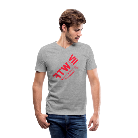 WTF Red Acro V Neck - heather gray