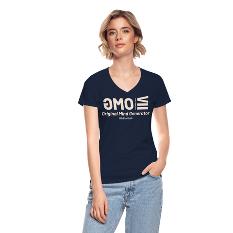 Beige Acro V Neck - navy