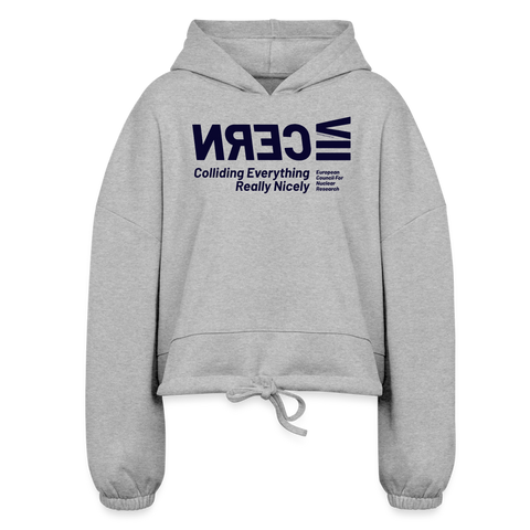 CERN Blue Acro Cropped Hoodie - heather gray