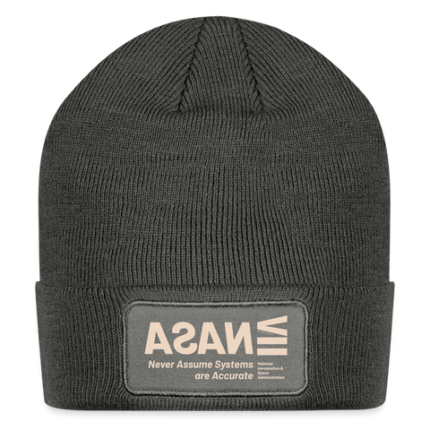 NASA Beige Acro Beanie - charcoal grey