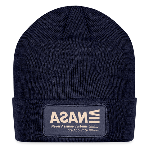 NASA Beige Acro Beanie - navy