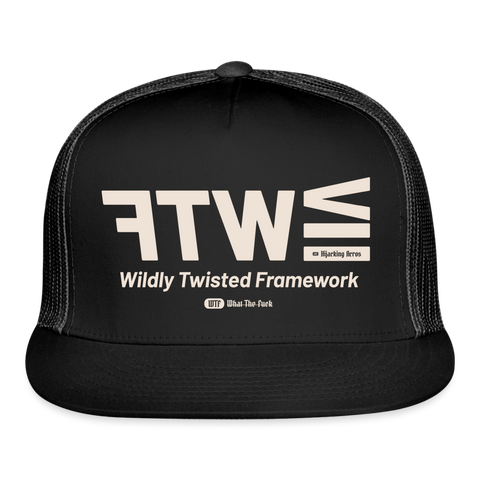 WTF Beige Acro Trucker Hat - black/black